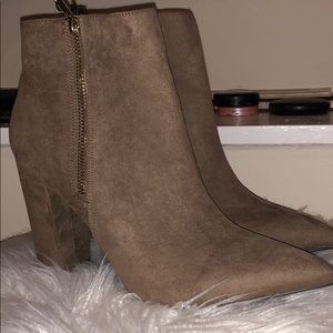 Taupe suede booties